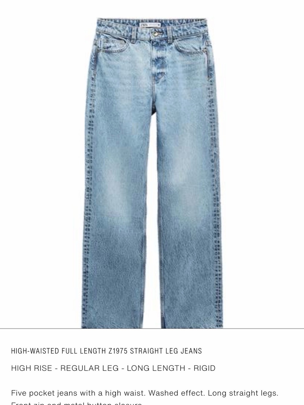 Zara Women High Wasted- Full Length straight jeans - Picture 4 of 5